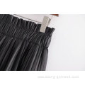 Pleated PU Leather Mini Skirt